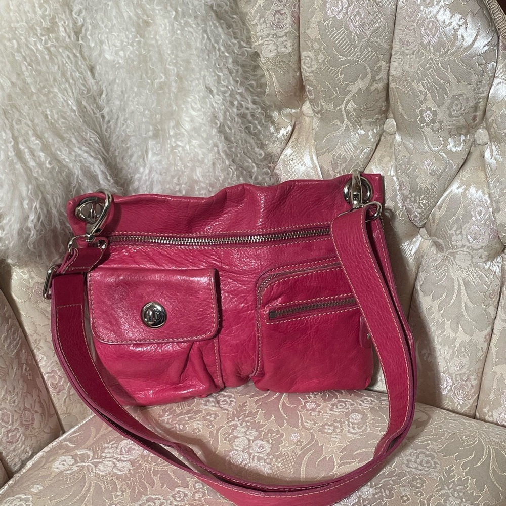 Roots Villager pink leather bag